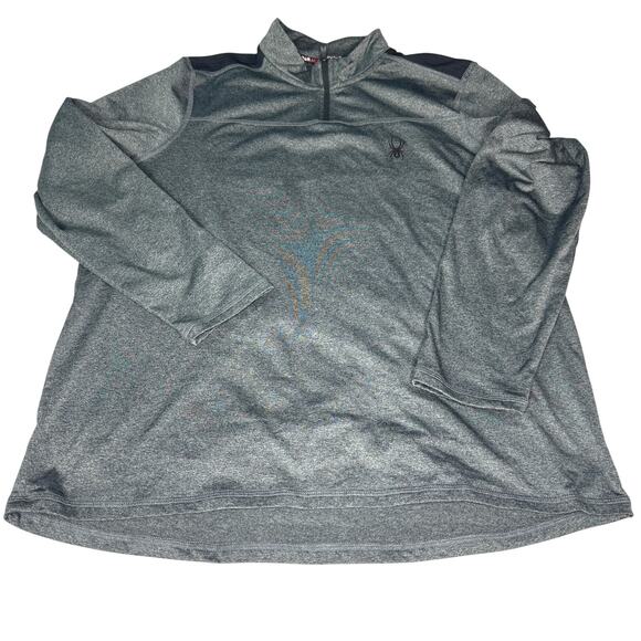 Spyder Men's sz Large Long Sleeve Pullover 1/4 Zip Dark Heathered Gray Active - Picture 1 of 10